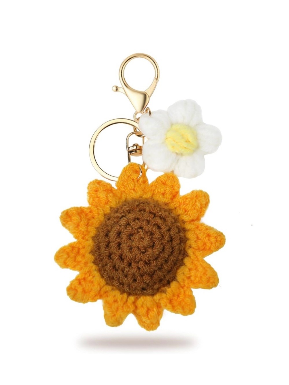 $39.00- Handmade Crocheted Sunflower Daisy Bag Charm Keychain